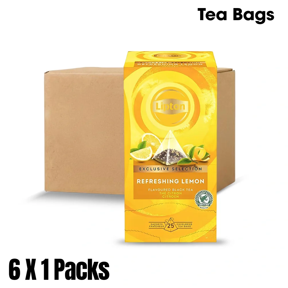 Lipton, Tea Bags, Refreshing Lemon, Pyramid Enveloped, 25 Tea Bags, 1.7 g