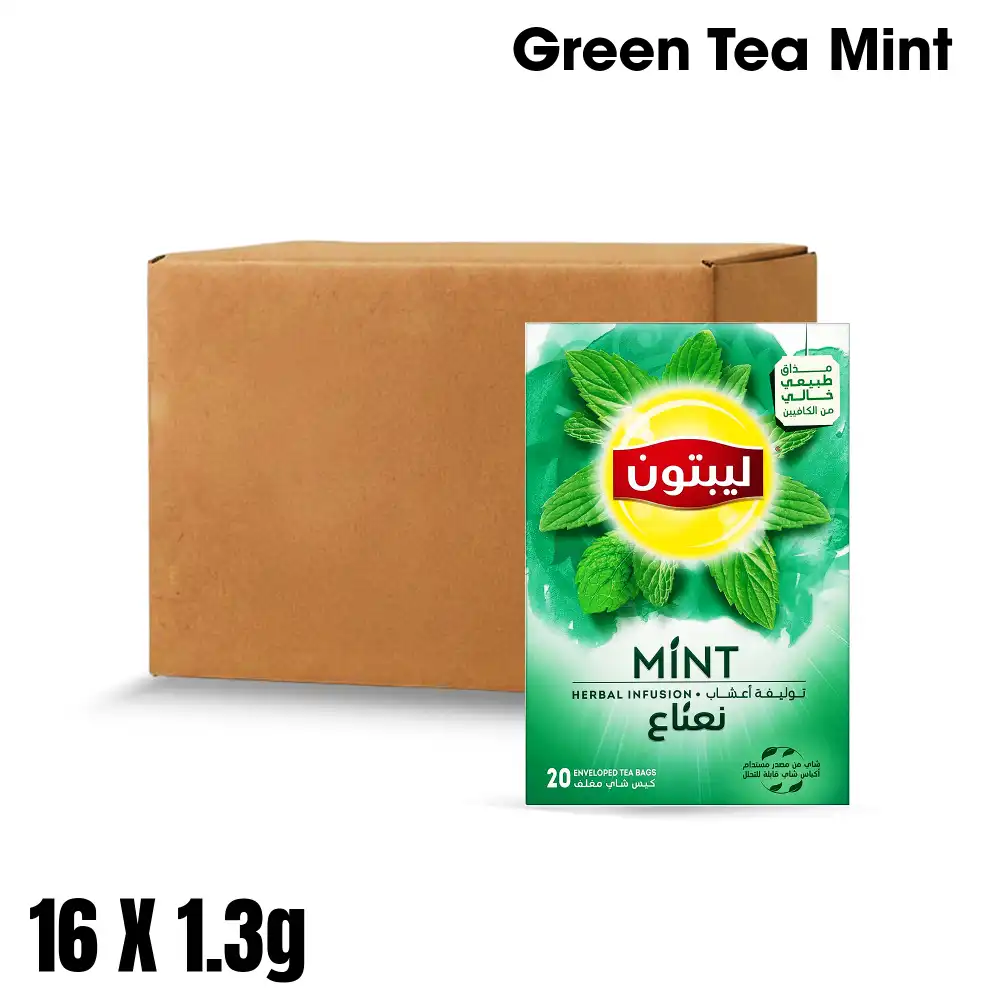 Lipton, Tea Bags, Green Tea Mint, Enveloped, 20 Tea Bags, 1.3 g