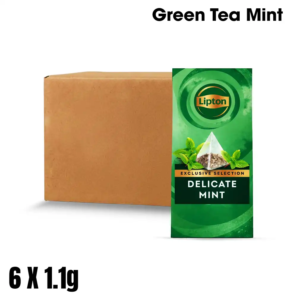 Lipton, Tea Bags, Delicate Mint, Pyramid Enveloped, 30 Tea Bags, 1.1 g