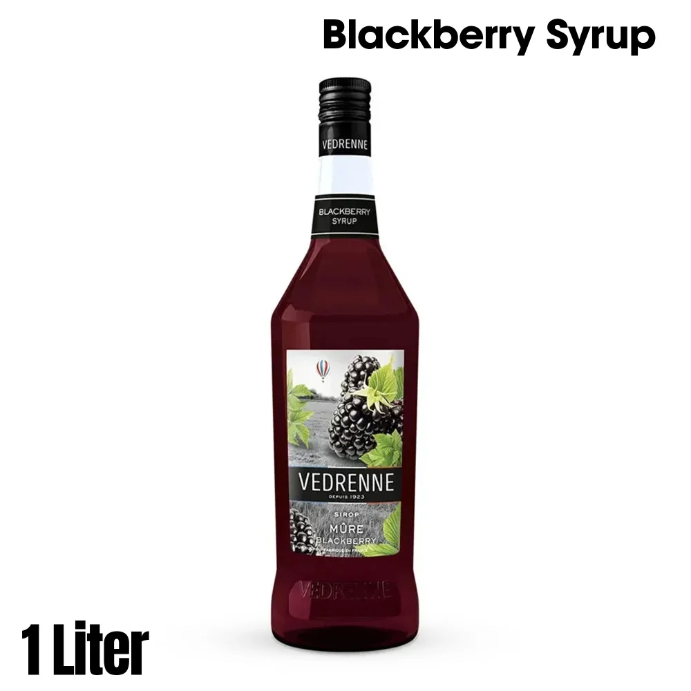 Vedrenne, Syrup, 1 L, Blackberry, Glass, Clear