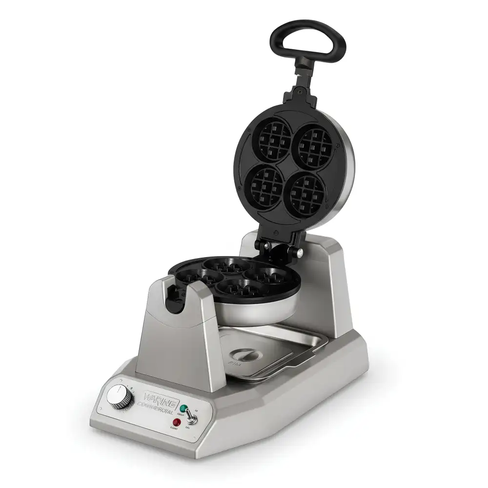 Waring, Mini Belgian Waffle Maker, 1200 W, Triple-coated Nonstick, Silver