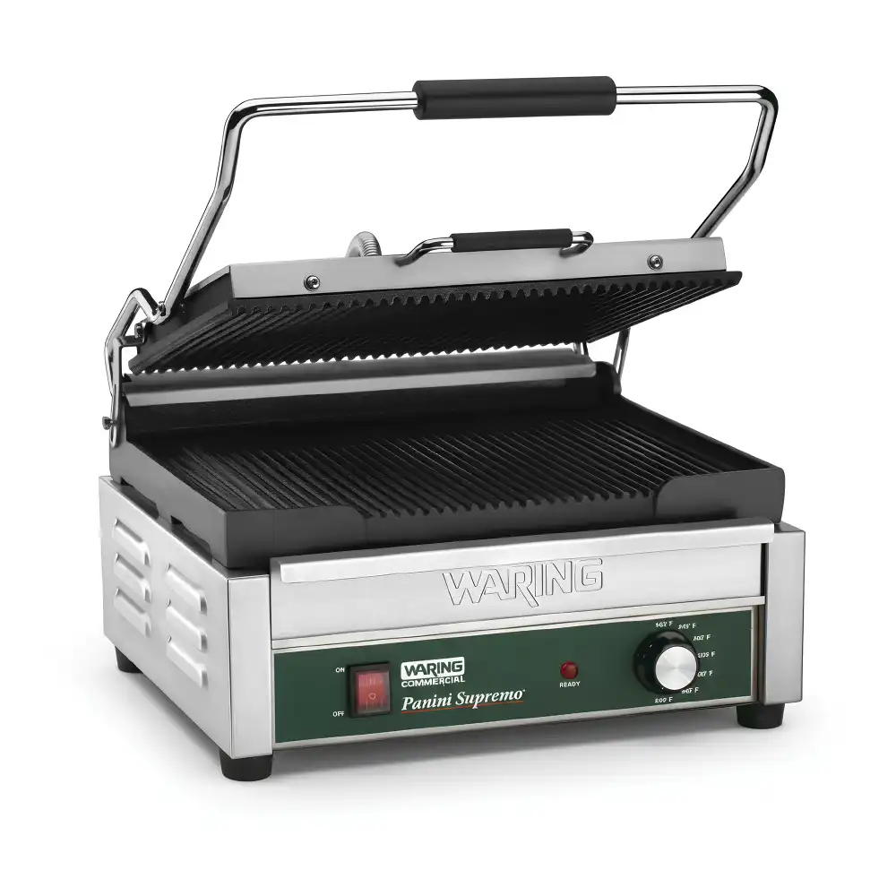 Waring, Panini Grill, Electric, 2400 W, Stainless Steel, Cast Iron Surface