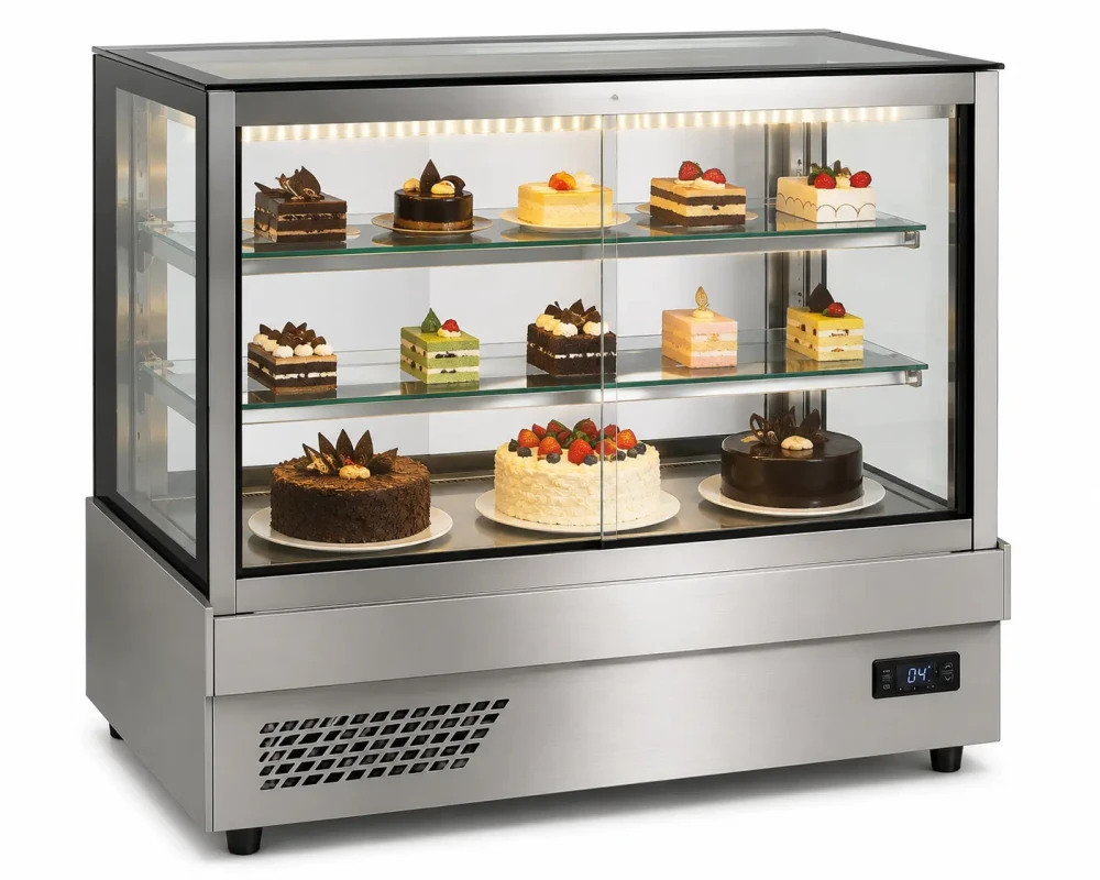 Pastry Display Counter Sliding Door Stainless Steel 84 × 56 × 120 cm (L x W x H)