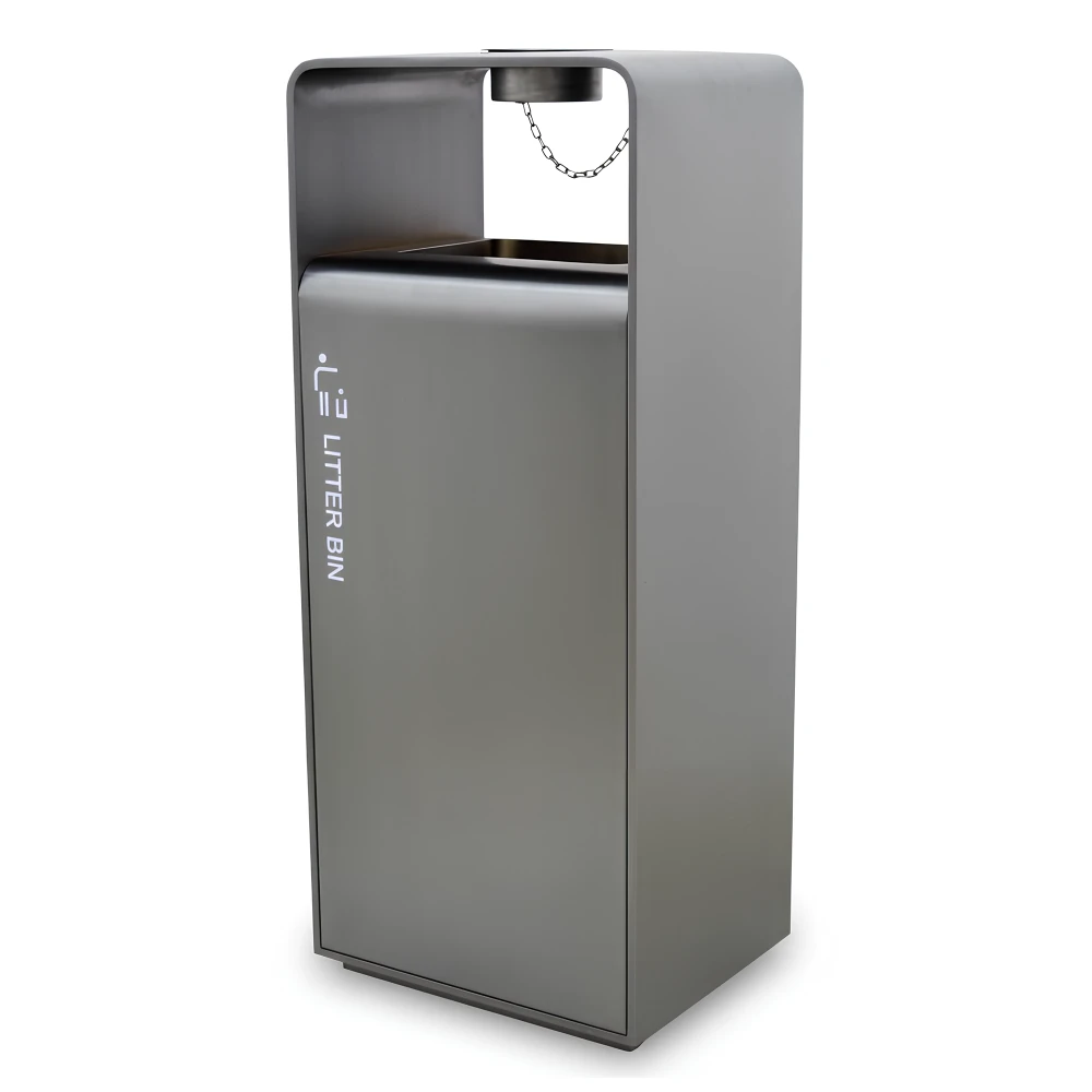 Ashtray Bin 55L Capacity Corrosion Resistant Metal Construction Heavy Duty Design 40 × 32 × 94 cm (L × W × H)