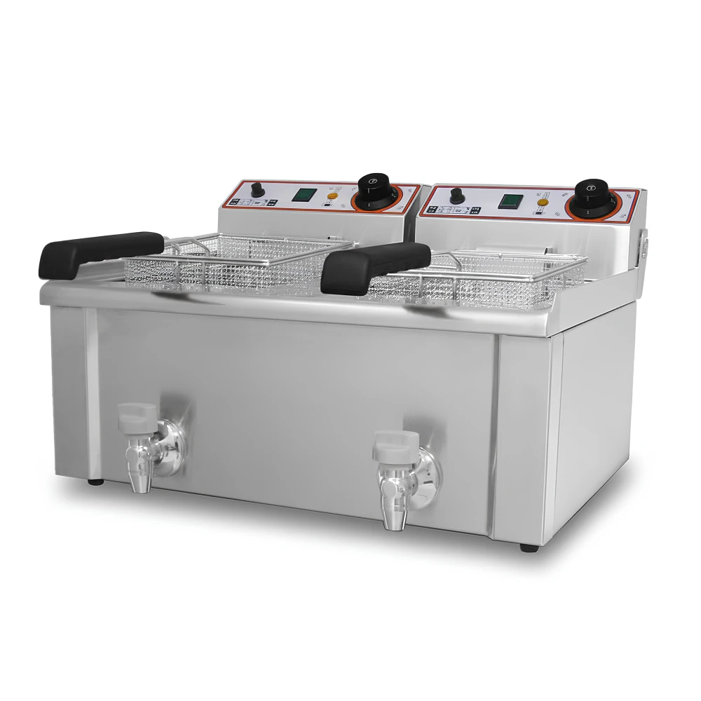 Beckers, Deep Fryer, Stainless Steel, Silver, 13+13 L, Electric, 10 kW, Thermostat Control, Oil Drain Tap
