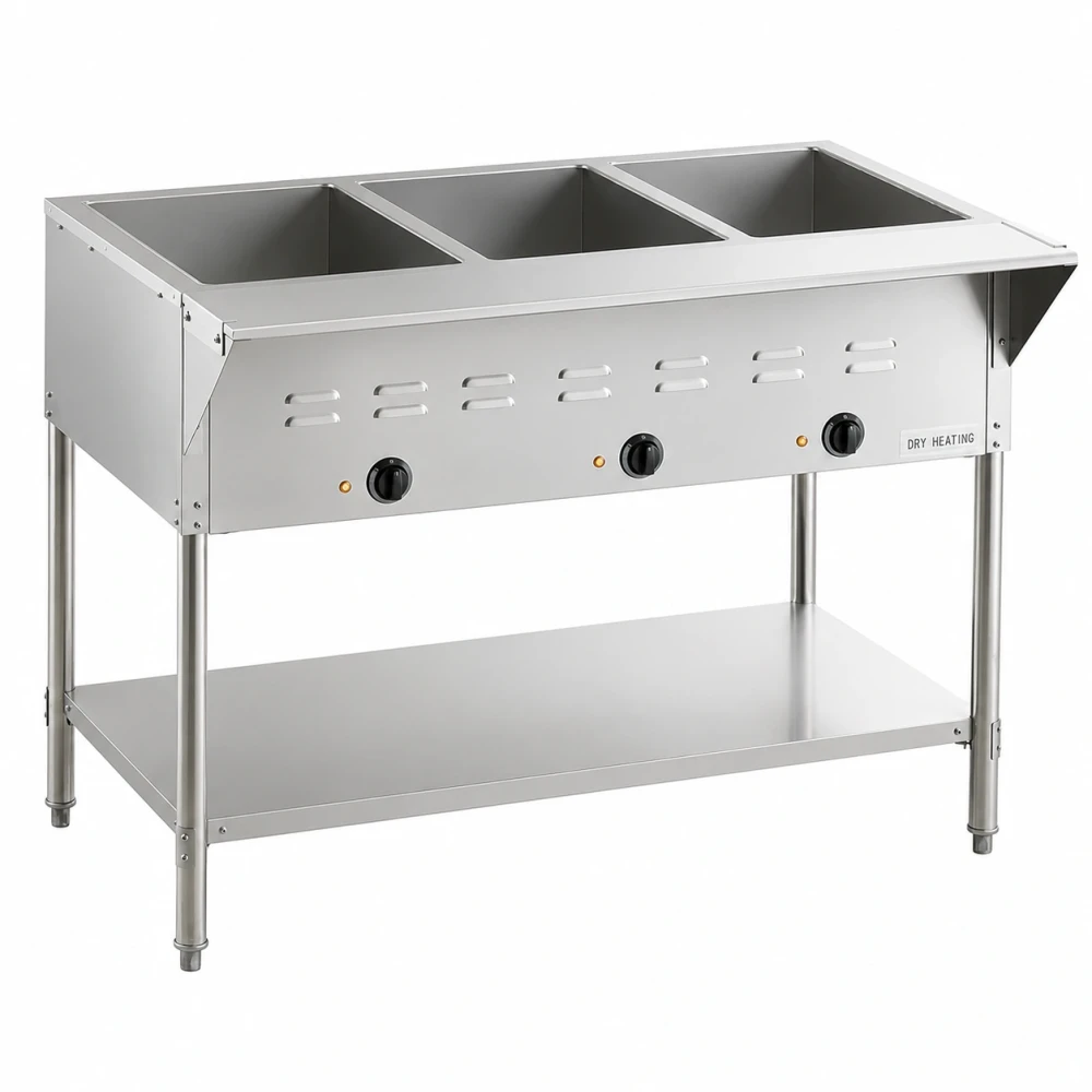 Stainless Steel Steam Table 3 GN Capacity Insulated Tank 120 × 70 × 90 cm (L x W x H)