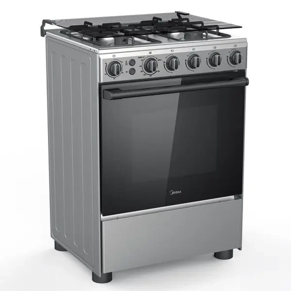 Midea Gas Cooking Range with Oven and Grill, 4 Burners, Stainless Steel, Free Standing, 57 × 81 × 60 cm (L × W × H)