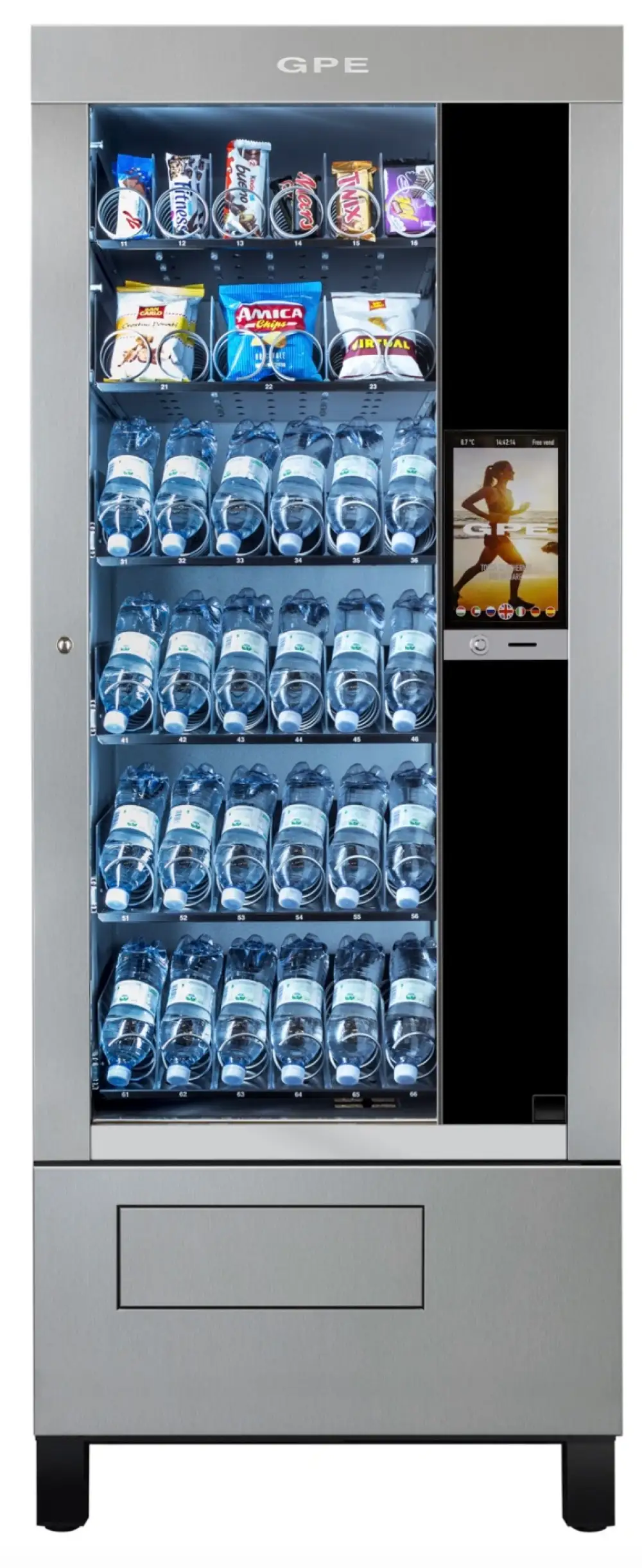 Snack Vending Machine, 10.1" Capacitive Touch Screen Display, LED Lighting, Chiller, 183 × 72 × 84.5 cm (H x W x D)