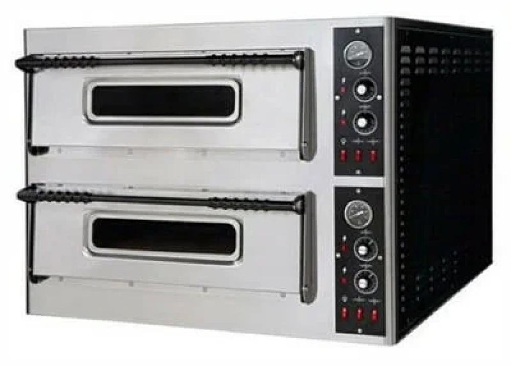 Prismafood Basic 44 Double Deck Electric Pizza Oven, 2 Chambers, 8 Pizzas Ø32 cm, 9.4 kW, 97.5 × 92.5 × 74.5 cm (W x D x H)