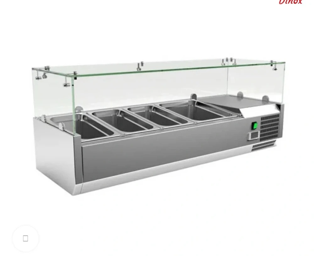 Refrigerated Salad Bar Counter with Glass Display, 4 GN 1/3 Container Capacity, 120 x 40 x 47 cm (L x W x H)