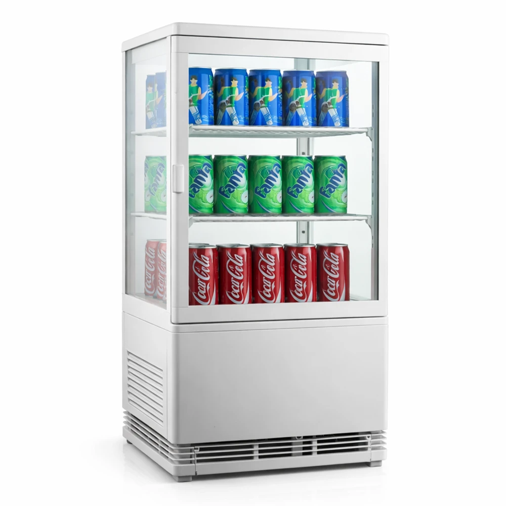 Showcase Chiller 58L Capacity Electric 2 ShelvesLEDLighting Fan Cooling Glass Hinged Door 43 × 39 × 81 cm (L × W × H)