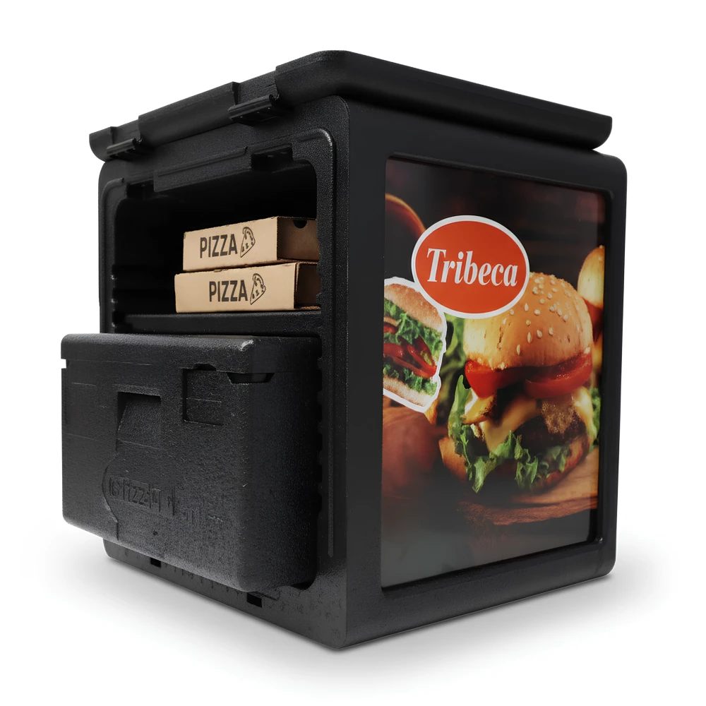Tribeca, Mobile Pizza Box With Extra Box, Black, 585 mm Height
