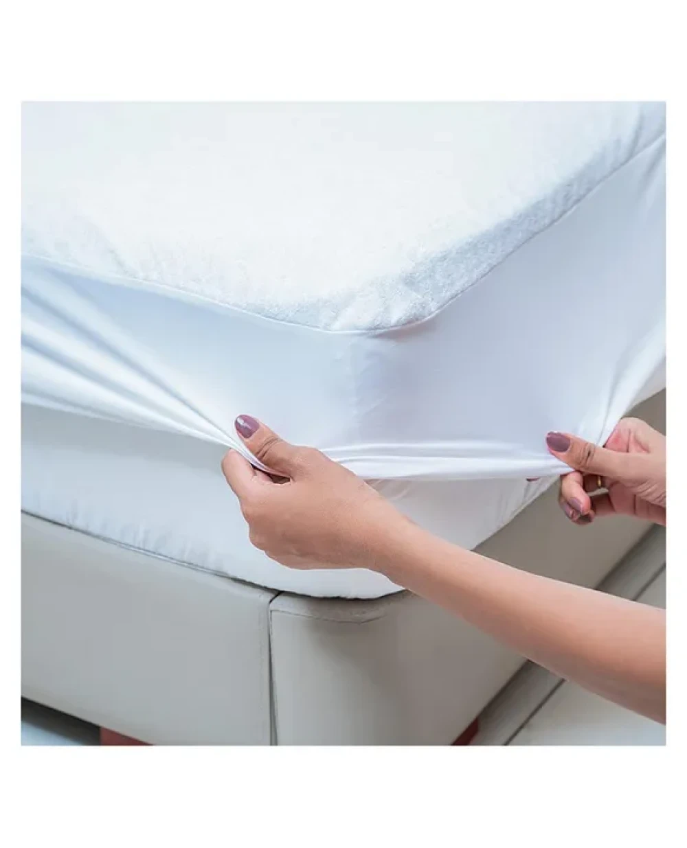 Fitted waterproof mattress protector White 90 x 190 x 10 cm (L x W x H)