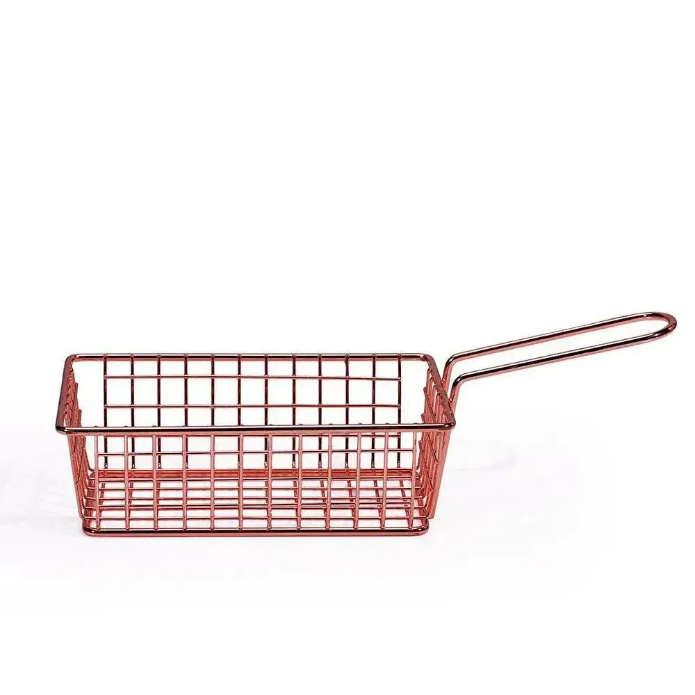 Wundermaxx, Wire Frying Basket, Rectangular, 25 cm Length, 10 cm Width, 5.2 cm Height, Carbon Metal, Rose Gold
