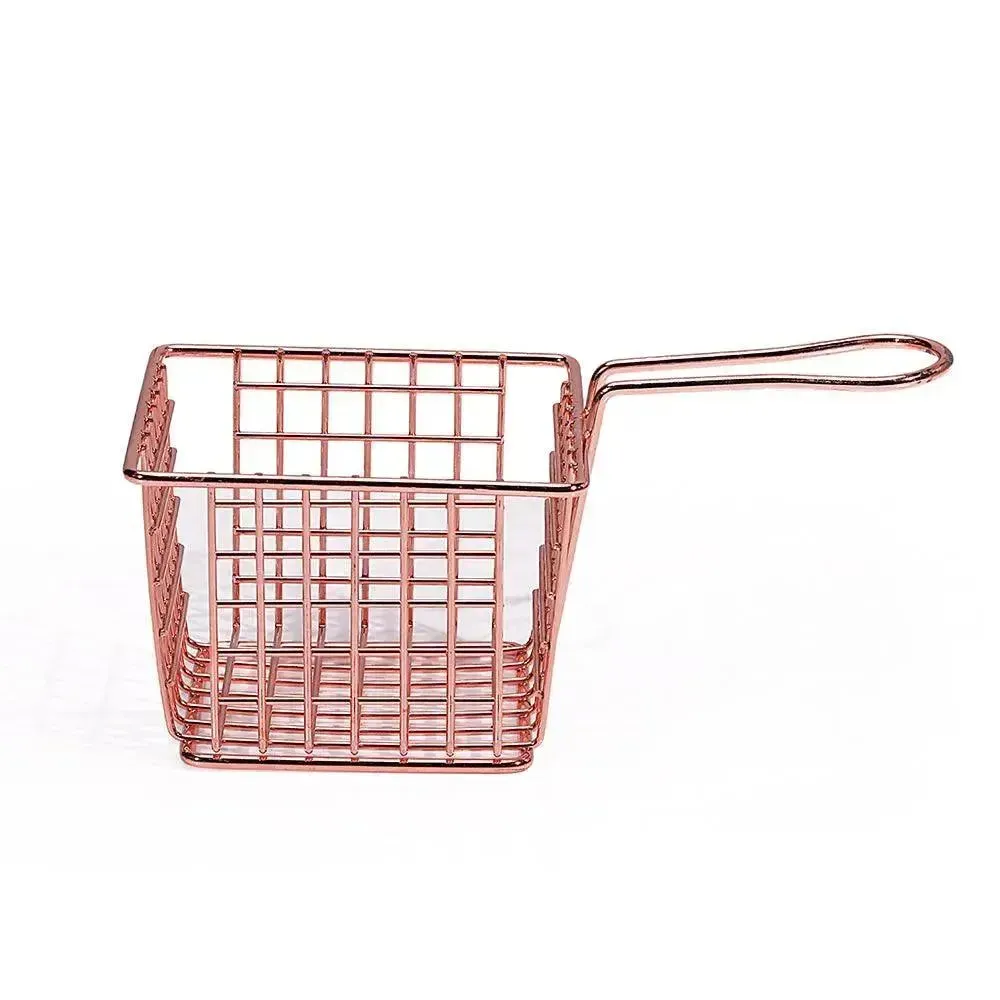 Wundermaxx, Wire Frying Basket, Square, 18 cm Length, 10 cm Width, 7.5 cm Height, Carbon Metal, Rose Gold