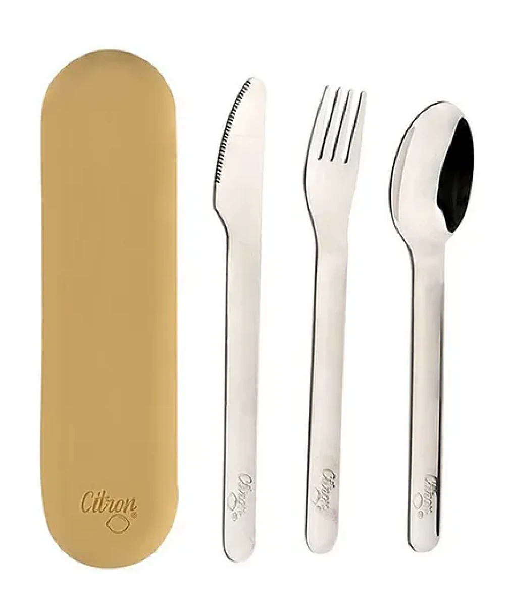 Citron Toddler Cutlery Set 3-Pieces Fork, Spoon, Knife Yellow