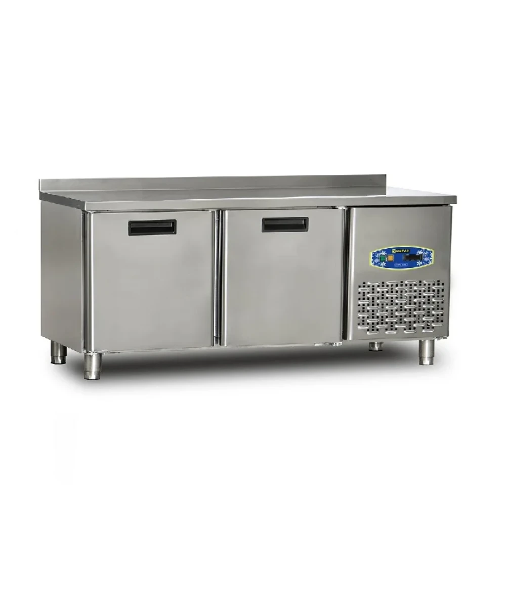 2 Door Counter Chiller, 295L Capacity, Stainless Steel, 220/240V, 150 × 70 × 85 cm (W x D x H)