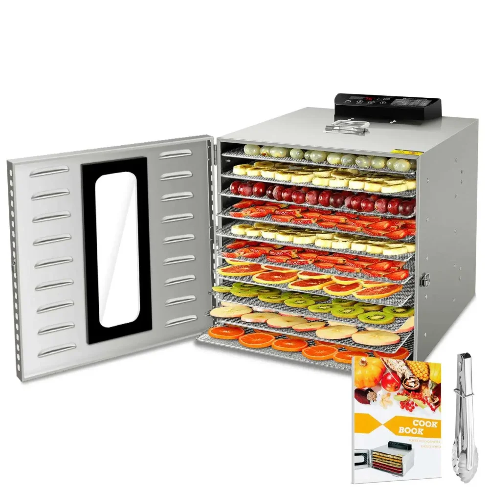Stainless Steel Food Dehydrator 10 Tray 1000W Digital Fruit & Meat Dryer 46.2 × 40.2 × 44.1 cm (L x W x H)