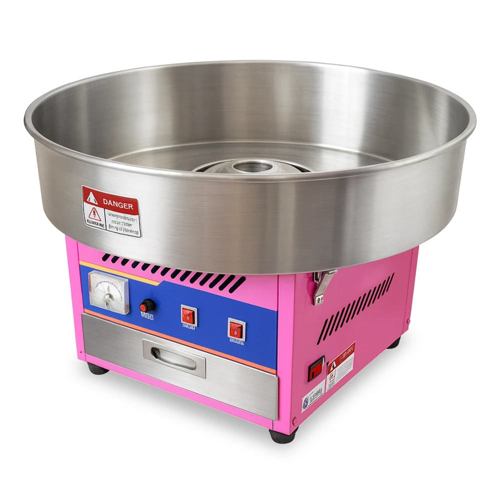 Cotton Candy Machine 1000 W Electric 500 mm Bowl Size Stainless Steel 4–6 Pieces/Minute Output 53 × 53 × 45 cm (L × W × H)