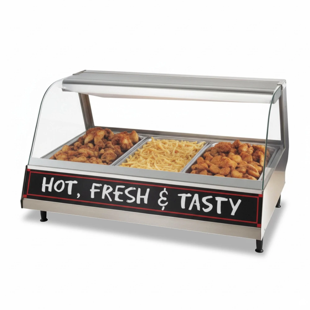Nemco, Heated Display Case, Curved Glass, Rear Sliding Door
